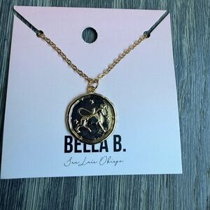 Taurus Zodiac Stamp Charm Necklace in Gold